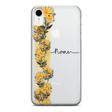 Capa De Celular Listra Amarela E Flores C Nome