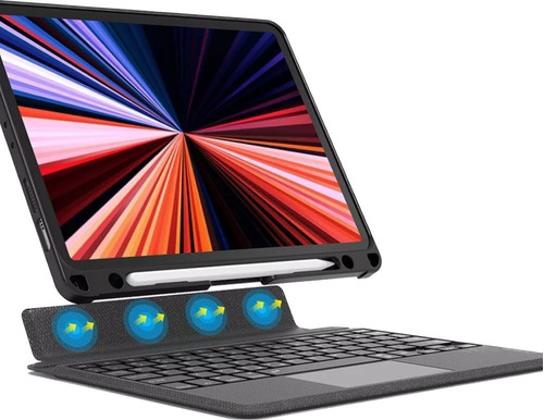 Capa Com Teclado Retroiluminado Rgb E Touchpad Para iPad 9