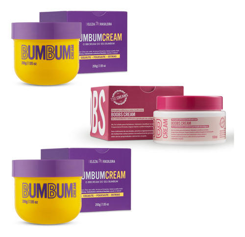  Kit Bumbum Cream + Boobs: Creme Para Estrias E Seios Fragrância Neutro Tipo De Embalagem Pote