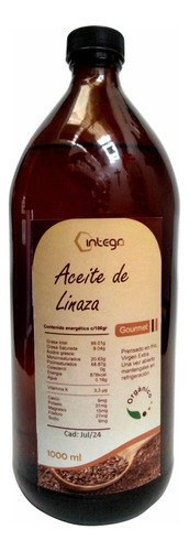 Aceite De Linaza Extra Virgen Grado Alimenticio Vidrio 1lt