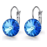 Aros Estrella Turquesa De Plata 925 Cristal Azul Calidad