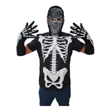 Pechera De Huesos Disfraz Esqueleto Adulto Guantes Máscara