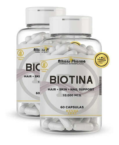 Biotina Vitamina B7 10.000 Mcg 120 Caps Envio Hoje