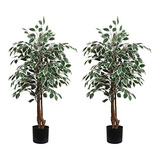 Ficus 4' Fake Trees Ficus Tree Artificial For Home Deco...