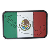 Parche De Pvc Con Velcro Bandera Mexico Mod Mapa 8x5cm