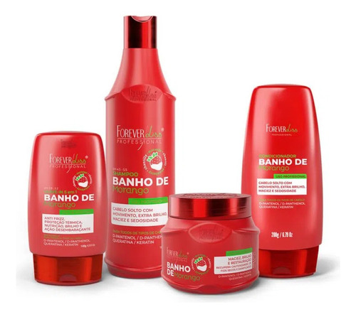 Kit Banho De Verniz Morango Completo Forever Liss