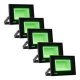 Kit 5 Refletor 20w Luz Verde Iluminação Bivolt Jardim Grama