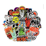 Rock Metal Music 100 Calcomanias Stickers Pvc Contra Agua