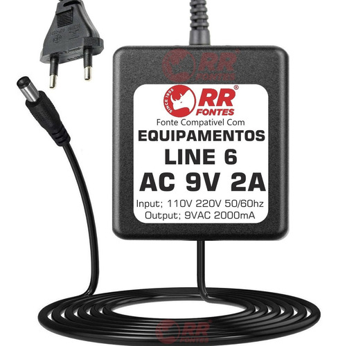 Fonte Ac 9vac 2a Para Line 6 Compativel Com Floor Pod Plus