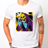 Camiseta Maconha Marijuana Erva Esqueleto He Man Meme D73