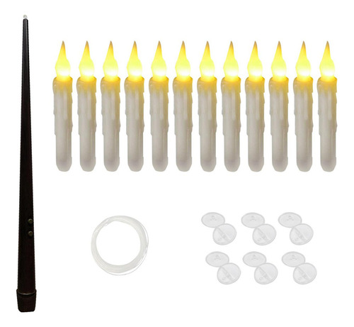 12 Piezas Velas Flotantes Colgantes Velas Cónicas Led Velas