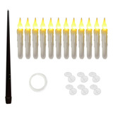 12 Piezas Velas Flotantes Colgantes Velas Cónicas Led Velas