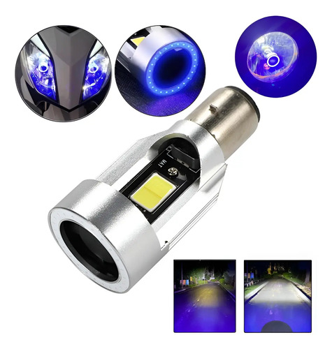 Faros Led Para Moto H4 Ba20d  Ojos De Angel 3 Colores Luces | MercadoLibre