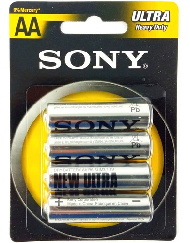 Pilas Baterias Sony Aa Blister 4 Pzas. 1.5v Ultra Heavy Duty
