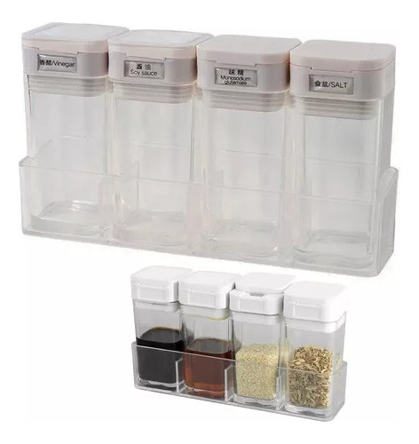 Organizador Tarros Especias Mini Condimentero Set X4 Frascos