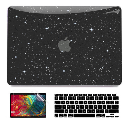 Funda Para Macbook Air 13 M1 + Accesorios Negro Con Brillos