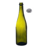 Botella Vidrio Verde Champagne 750ml Con Tapa Corona X 12 Un