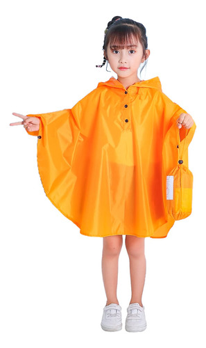 Poncho Impermeable Para Niños Talla Xl Con Capucha Naranja