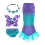 Traje De Baño Pequeña Sirena Bikini  Niñas Niños Conjunto