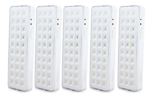 Kit 5 Luminaria Emergencia 30leds Segurimax