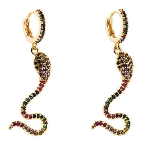 Aretes/ Arracadas De Serpiente Colgante Diamantes De Colores