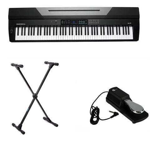 Kit Piano Arranjador Kurzweil Ka70 88 Teclas Suporte E Pedal