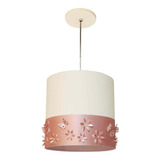 Lustre Infantil Pendente Faixa Flores E Borboletas Branco 25