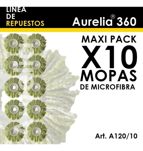 Repuesto De Mopa X 10  Aurelia 360 Microfibra 