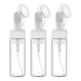 3 Frascos Espumador C/ Escova Silicone Para Limpeza Facial