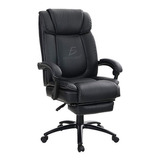 Silla De Oficina Presidencial Reclinable 360 Reposapiernas Color Negro Material Del Tapizado Cuero Sintético