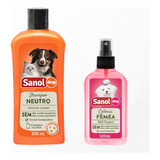 Kit Pet Banho Shampoo Neutro Sanol Dog 500ml E Colonia Femea