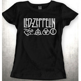 Led Zeppelin Symbol  Rock T-shirt Blusa Dama Rott Wear 