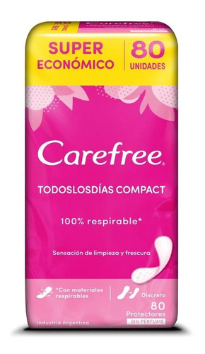 Carefree Protec Compact Sin Perfume 80 Unidades