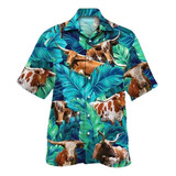 Camisa Hawaiian Texas Longhorn T546 Verde Tropical