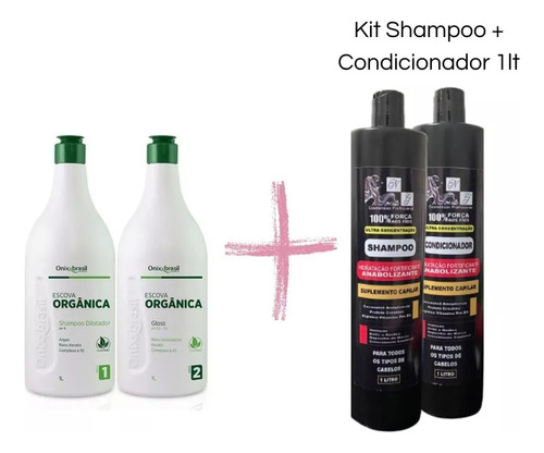 Kit Progressiva Orgânica Onixx Brasil 1l + Kit Shampoo 1l Ng