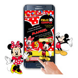 Invitación Interactiva Botones Mickey Mouse Y Minnie Mouse