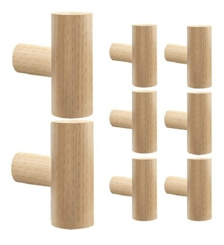 Hufeeoh Ganchos De Pared De Madera, 8 Piezas, Madera De Haya