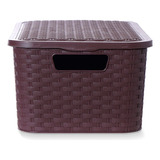 Canasto Cajon Organizador Símil Rattan Plastico Mediano 