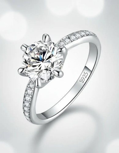 Anillo De Boda Compromiso Diamante Moissanita 1.5ct Plata