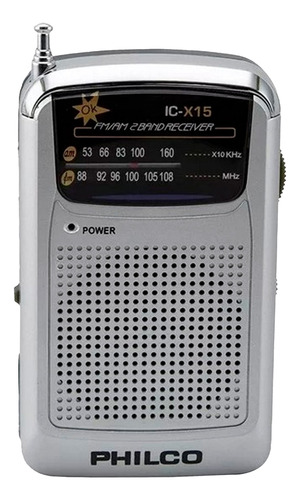 Radio Portatil Am/fm Philco Ic-x15 Con Audifonos Plateado