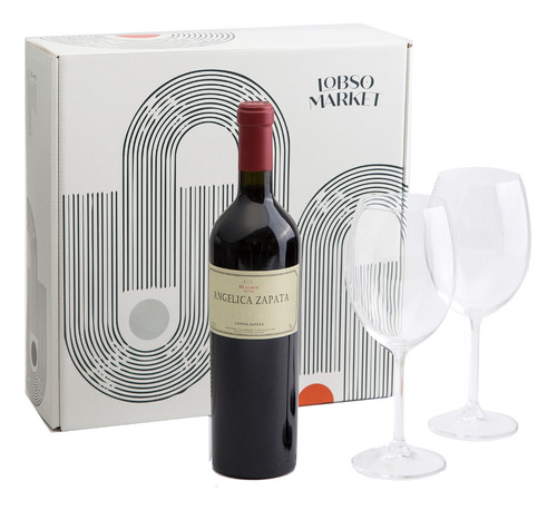 Caja Regalo Angelica Malbec + 2 Copas De Cristal