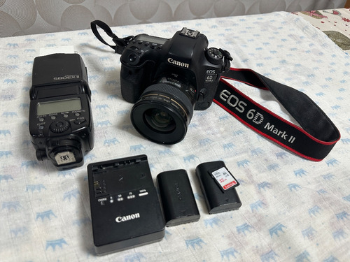  Canon Eos 6d Mark Ii Lente 20m 2.8 Flash 580exii 2 Baterias