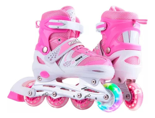 Patines Roller En Linea Ajustable Niños  Ruedas Con Luces 