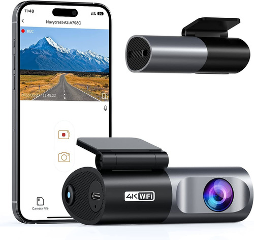 Dash Cam Navycrest, 4k, Wifi, 2160p, Visión Nocturna, 256gb