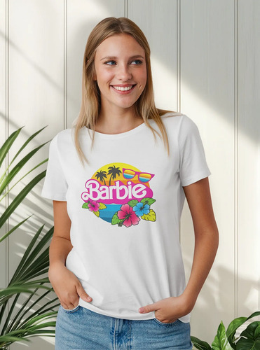 Playera Blanca Para Mujer Barbie Diseño Clásico