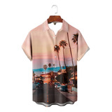 Camisa Hawaiana Unisex Rosa De California, Camisa De Playa D