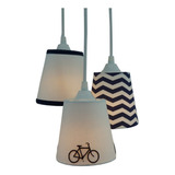 Lustre Pendente Bicicleta Chevron Azul Marinho E Branco