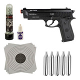 Pistola Co2 Pt92 Nbb Full Metal 4.5mm +1 Esfera Aço +5 Co2