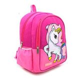 Mochila Infantil Nena Escolar Unicornio Multicolor Trendy Color Fucsia/rosa 15410 Diseño De La Tela Liso