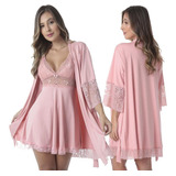 Robe Medusa De Microfibra Light E Renda Feminino